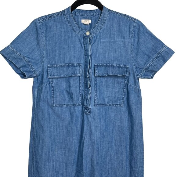 J.Crew Chambray Shirt Dress | Size 0 Denim Mini Dress with Pockets Blue Casual - Picture 3 of 9